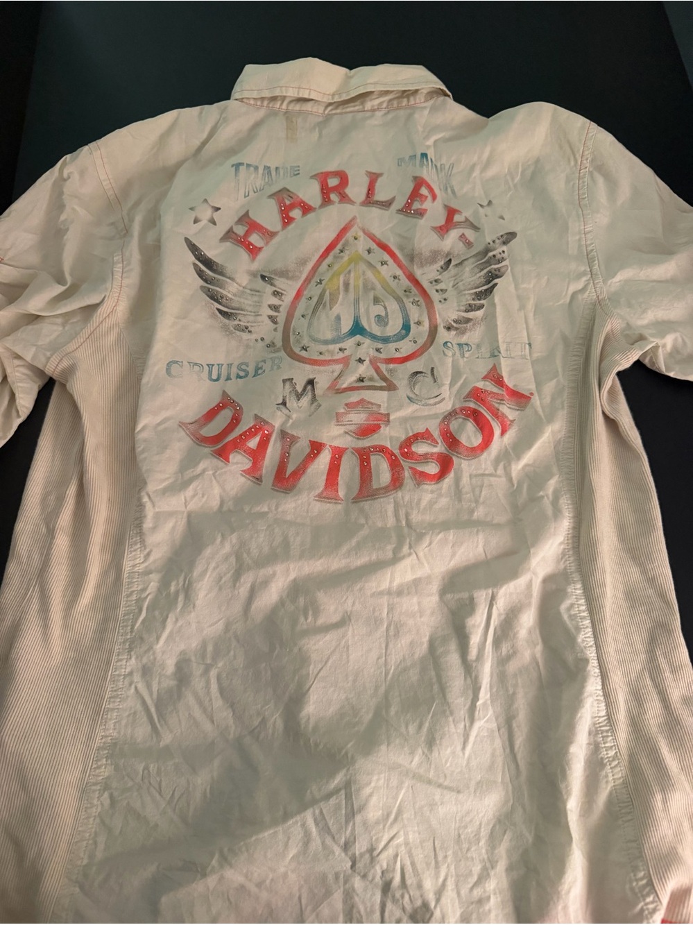 Harley-Davidson Women’s  Cream Graphic Button-Up Shirt